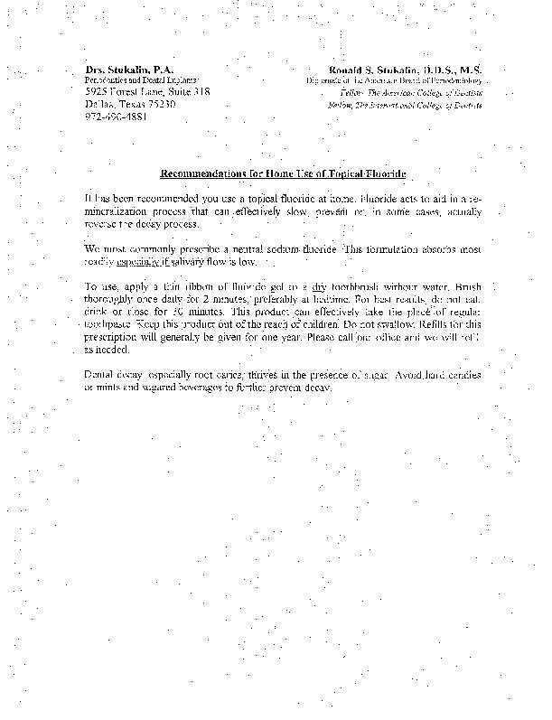 Topical Fluoride Instructions